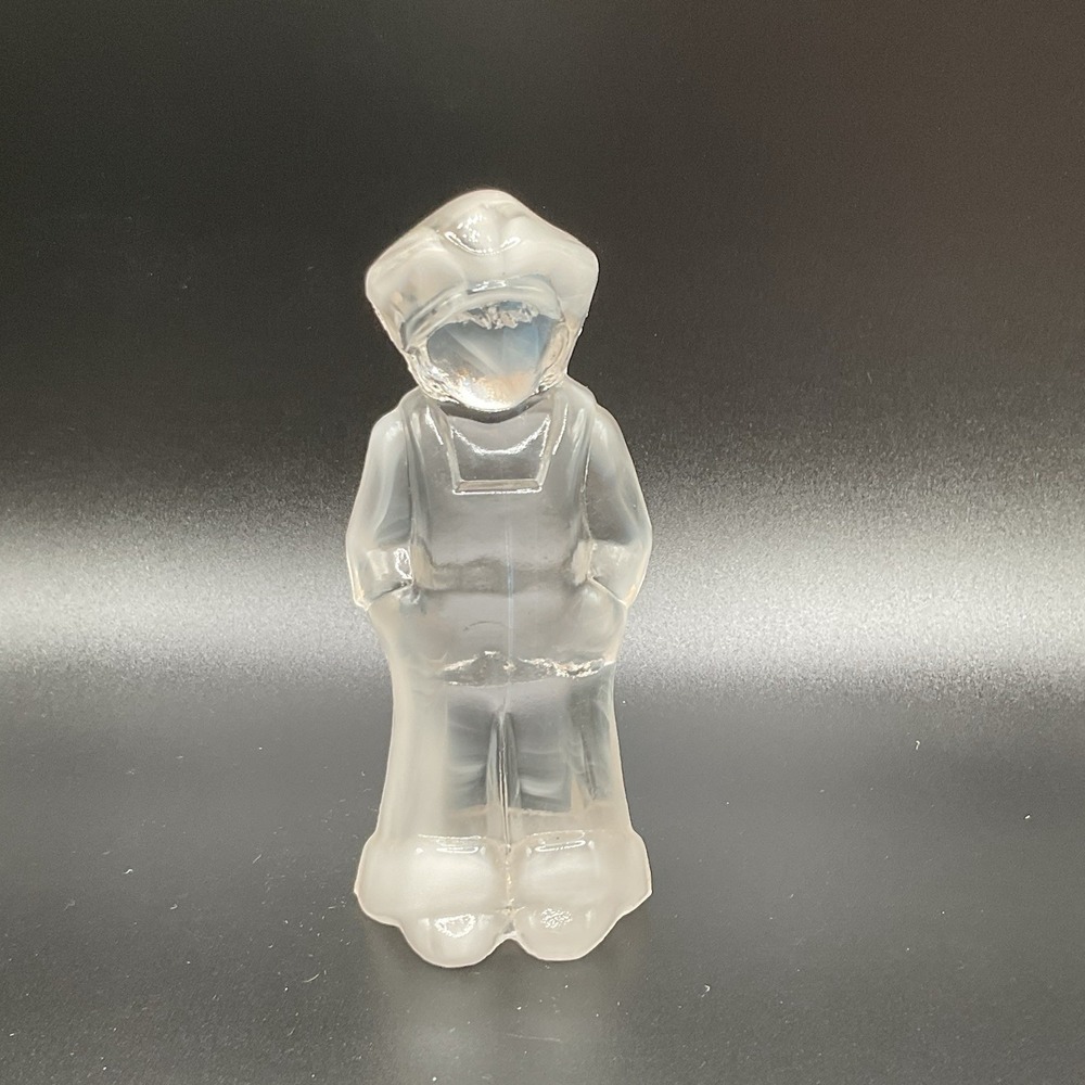Mosser Glass Vi Hunter Josh Doll Figurine Snow Frost Clear White‎ Vintage 1982